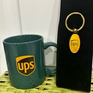 UPS 100 Years Anniversary Mug + Gold Logo Keychain Set